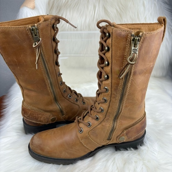 TIMBERLAND CHARLES TALL LACE UP BOOTS WITH ZIPPER SIZE 7 WOMAN - Picture 3 of 16